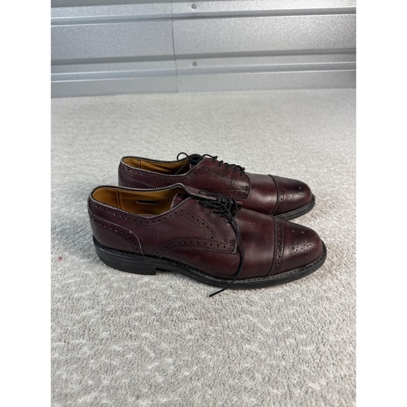 Allen Edmonds Lexington Shoes Mens Size 8 D Burgundy Cap Toe Derby Made USA - Picture 1 of 9